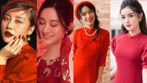 Mỹ nhân Việt đồng loạt diện trang phục mang sắc đỏ trong dịp cuối năm