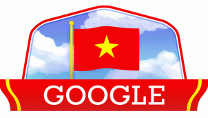 Quốc khánh Việt Nam: Doodle tôn vinh bằng hình ảnh Cờ đỏ sao vàng tung bay