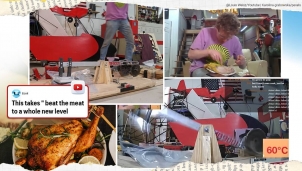 YouTuber nấu chín gà bằng cách cho máy... tát nó 135.000 cái