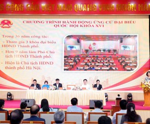 Chủ tịch HĐND TP.HN Phùng Thị Hồng Hà và các ứng cử viên ĐBQH tiếp xúc cử tri, vận động bầu cử