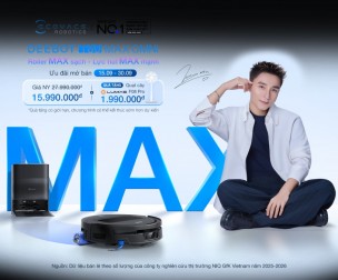 ECOVACS đưa công nghệ con lăn OZMO ROLLER xuống dòng sản phẩm DEEBOT T80 MAX