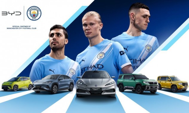 BYD cung cấp xe điện cho Manchester City, logo xuất hiện trên áo tập