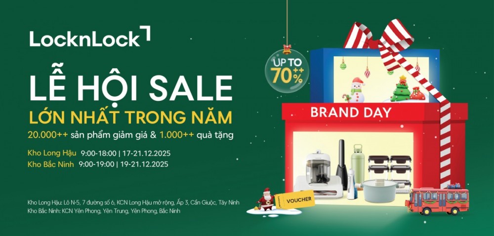 LocknLock Brand Day trở lại dịp Giáng sinh: ưu đãi đến 70%++ tại Long Hậu và Bắc Ninh