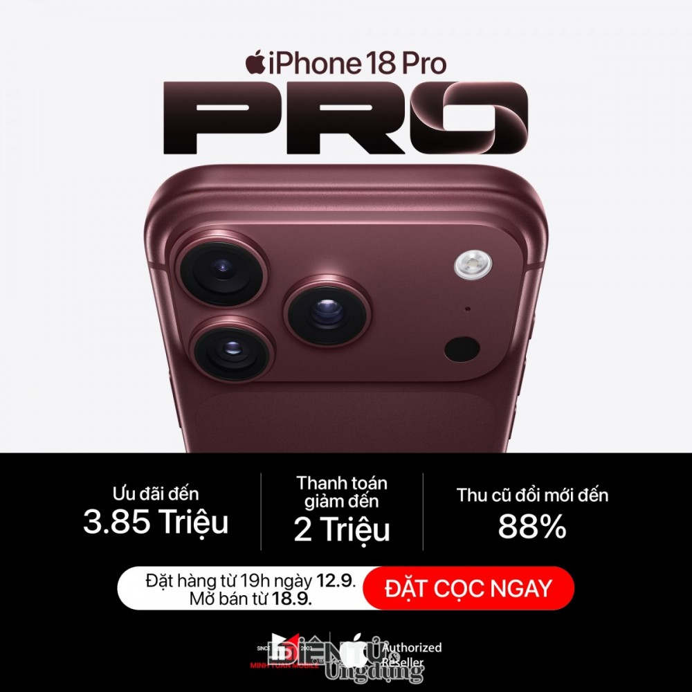 Minh Tuấn Mobile mở đặt hàng iPhone 18 Pro & iPhone 18 Pro Max