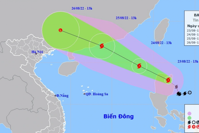 Vị trí và hướng di chuyển của bão Maon (Ảnh: NCHMF).