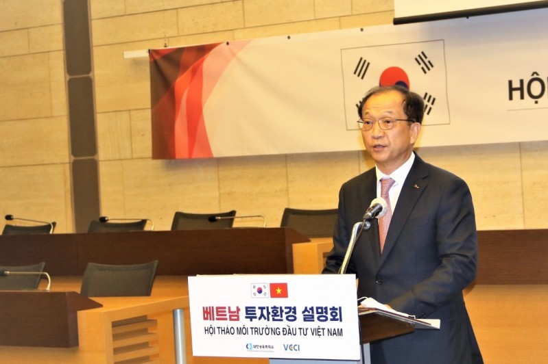 Ông Joo Si-bo, Chủ tịch Hiệp hội hợp tác kinh tế Hàn - Việt phát biểu tại Hội nghị