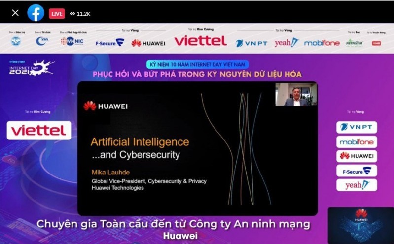 Phát biểu của Phó Chủ tịch toàn cầu về An ninh mạng và bảo mật của Huawei tại Internet Day 2021 được tổ chức bằng hình thức trực tuyến