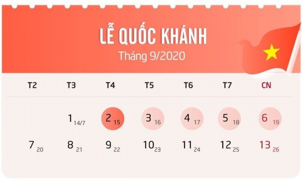 Lịch nghỉ Lễ Quốc khánh 2/9 chính thức năm nay người lao động sẽ được nghỉ 1 ngày.