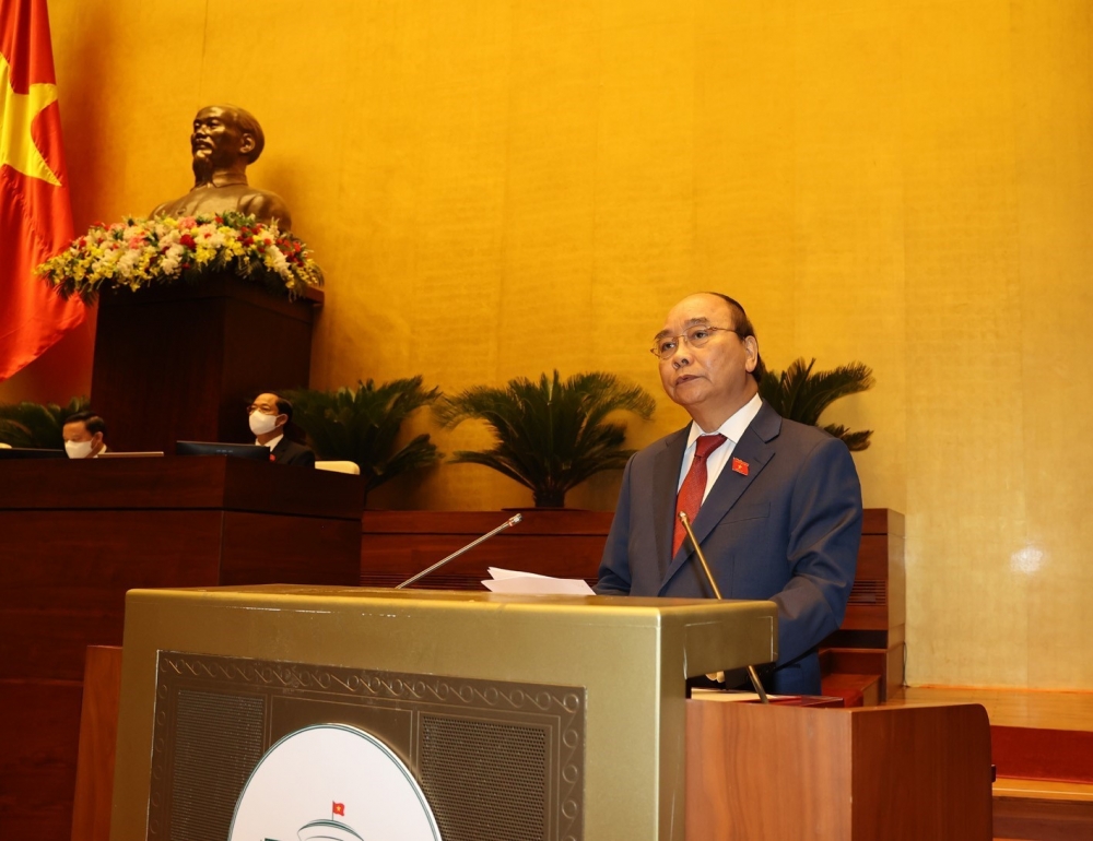 Ngay sau nghi lễ nhậm chức, tân Chủ tịch nước Nguyễn Xuân Phúc đã có bài phát biểu quan trọng trước Quốc hội