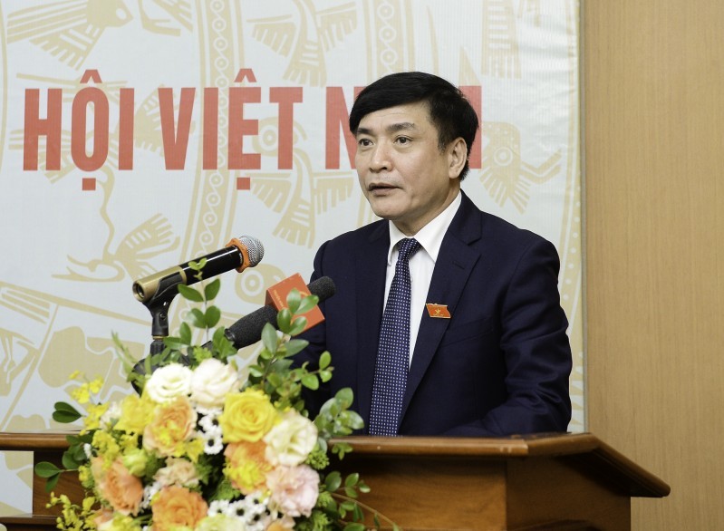 Tổng thư ký Quốc hội phát biểu giao nhiệm vụ cho tân Tổng Giám đốc Truyền hình Quốc hội Việt Nam Lê Quang Minh