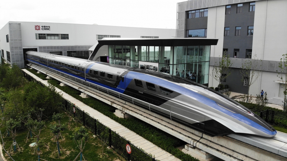 Tàu điện siêu tốc chạy nhanh nhất thế giới được Trung Quốc giới thiệu ngày 20/7 tại Thanh Đảo, tỉnh Sơn Đông