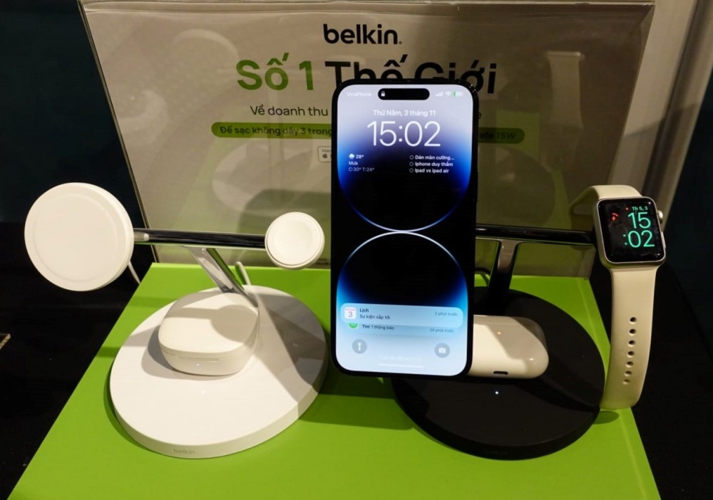 Belkin, MeKo, sạc không dây, MagSafe, phụ kiện iPhone 14, Boost Charge Pro 3-in-1