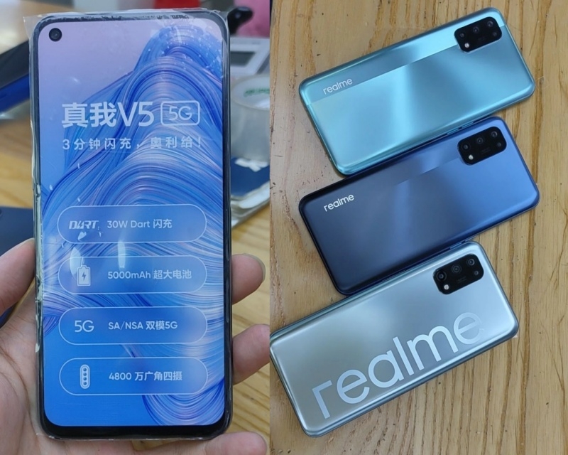 Realme V5 sẽ được bán ra ở thị trường Trung Quốc với 3 màu bạc, xanh lục và xanh lam.