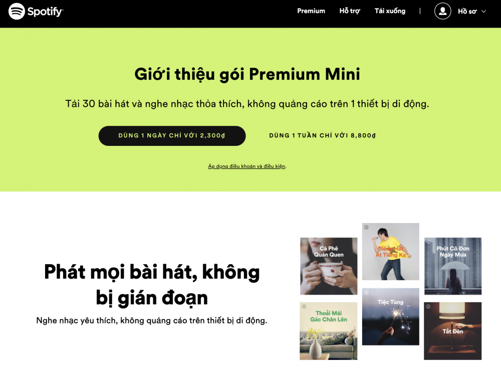Spotify ra mắt gói Premium Mini