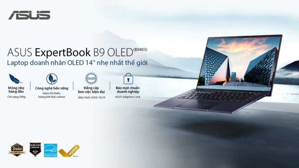 Hướng đến phát triển bền vững, ASUS ra mắt laptop doanh nhân ExpertBook B9 OLED