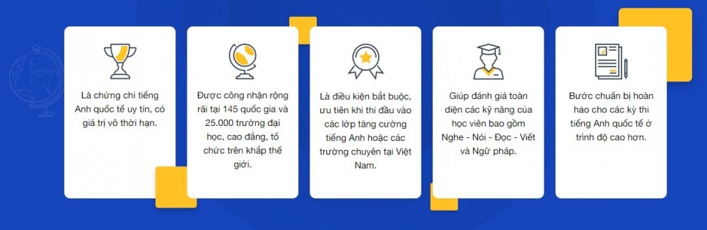 Được công nhận trên toàn thế giới và có giá trị vĩnh viễn, chứng chỉ Cambridge giúp các học viên có thể hội nhập toàn cầu nhờ khả năng tiếng Anh chuẩn.