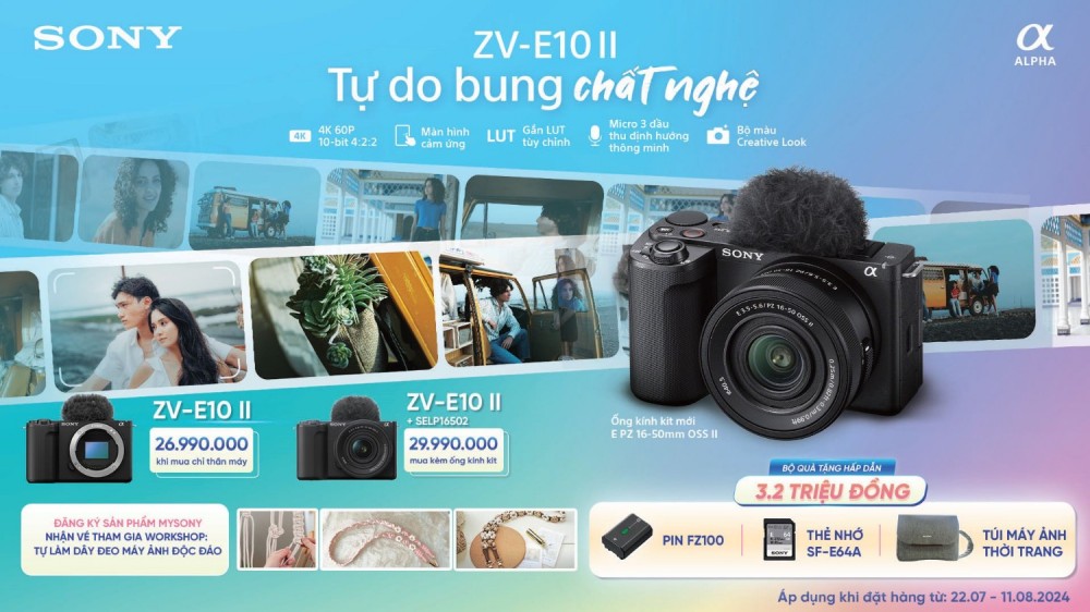 Sony mở bán máy ảnh vlog ZV-E10 II kèm ống kit E PZ 16-50mm F3.5-5.6 OSS II