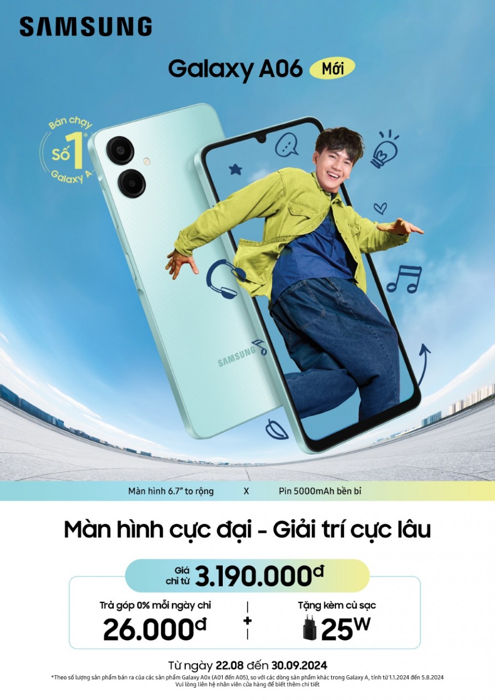 Thành viên mới nhất của dòng điện thoại phổ thông bán chạy nhất nhà Samsung mang tên Galaxy A vừa chính thức đón thêm thành viên mới, Samsung Galaxy A06.