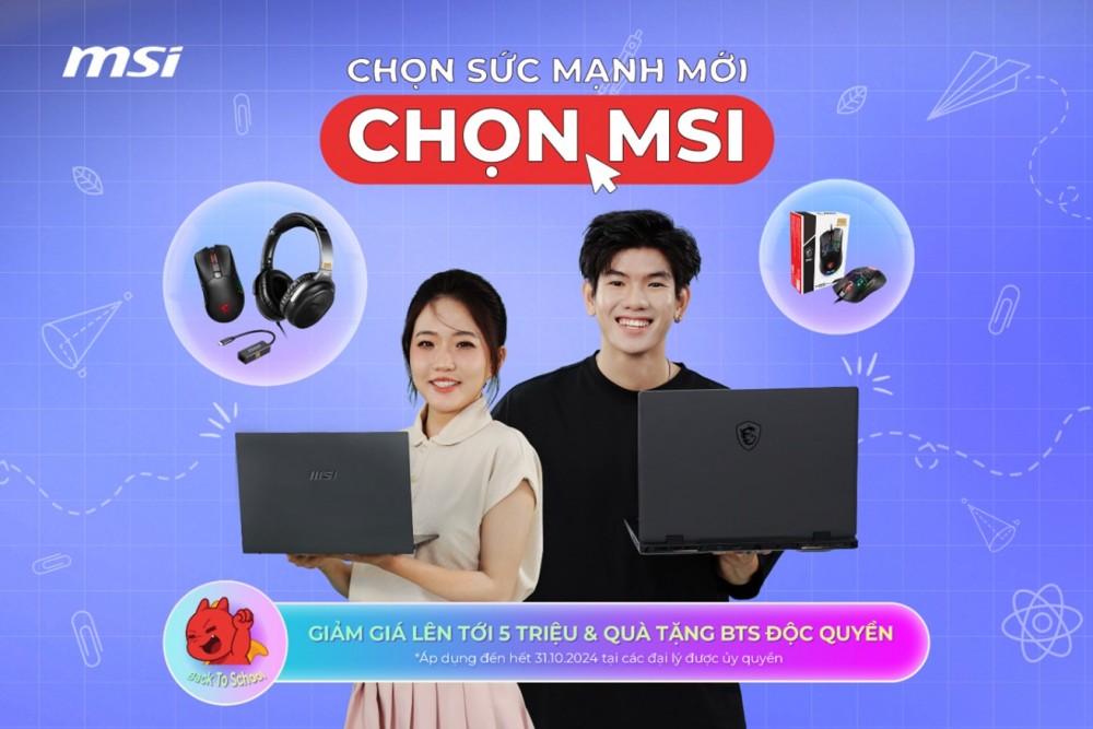 Với chủ đề “Chọn sức mạnh mới – Chọn MSI”, thương hiệu máy tính MSI vừa mang đến cho các bạn học sinh sinh viên một chương trình khuyến mãi đầy hấp dẫn nhân mùa tựu trường 2024.