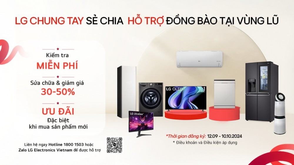 Nhằm hỗ trợ người dân các tỉnh phía Bắc bị ảnh hưởng nặng của đợt lũ vừa qua, hôm nay LG Electronics Việt Nam chính thức khởi động Trạm giặt sấy miễn phí tại hai tỉnh Nam Định và Yên Bái.