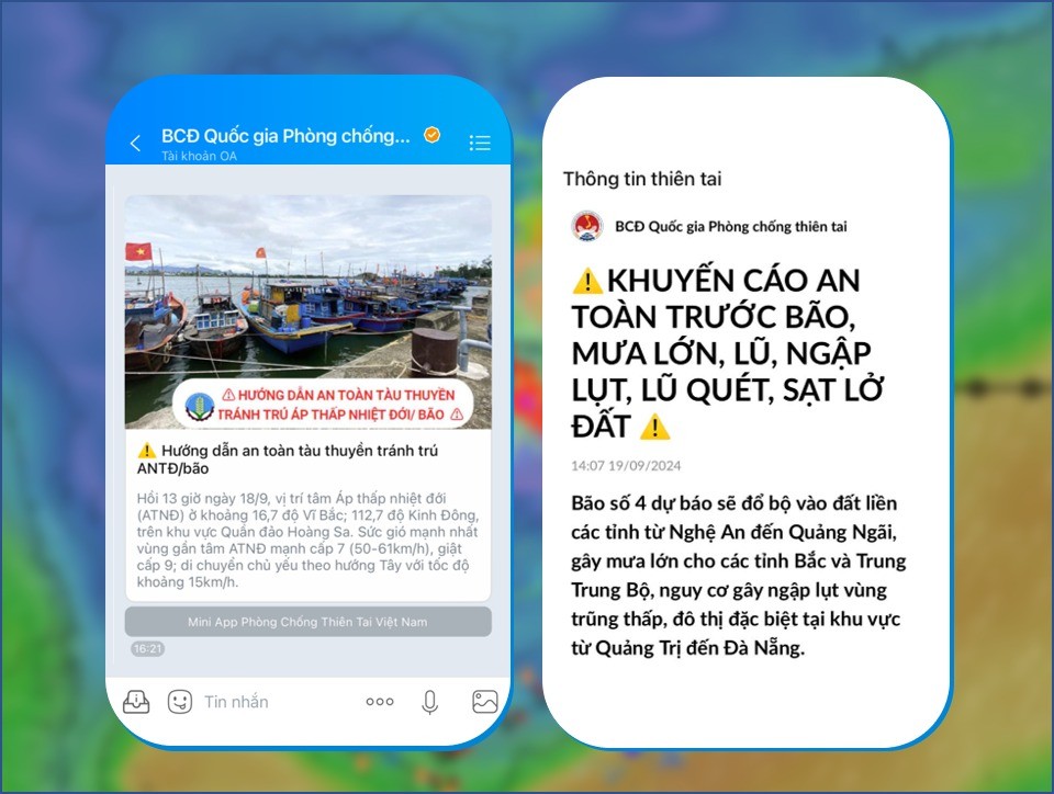  Cục Quản lý đê điều & Phòng chống thiên tai và nhiều cơ quan ban ngành các tỉnh thành đã gửi đi 12 triệu tin nhắn qua ứng dụng Zalo.