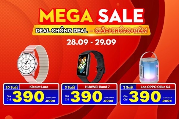 Theo đó trong 2 ngày 28 và 29 tháng 9 sẽ có rất nhiều phụ kiện có giá chỉ từ từ 9 nghìn đồng, MacBook, iPhone sẽ được giảm thêm 500 nghìn đồng theo khung giờ.