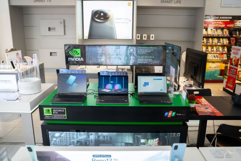 Đây là hai không gian trải nghiệm công nghệ AI PC tiên tiến do FPT Shop hợp tác cùng Nvidia tại FPT Shop 45 Thái Hà, Hà Nội và FPT Shop 121 Lê Lợi, TP.HCM.