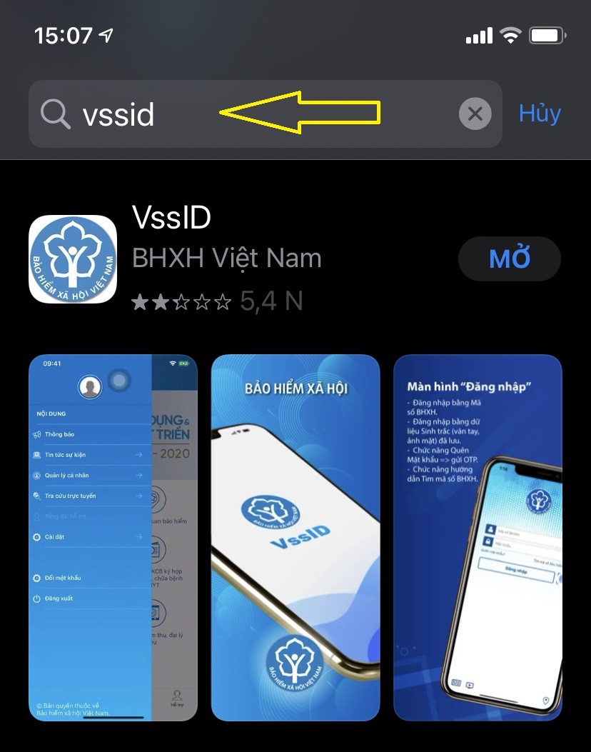 Mở ứng dụng VssID