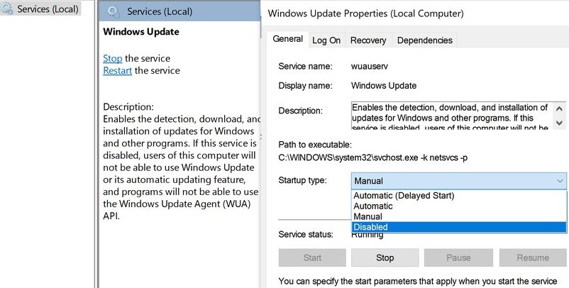 Tắt chế độ Update trong Windows 11