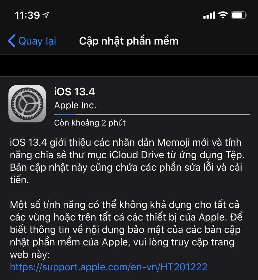 Cập nhật iOS-13.4