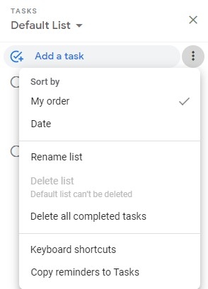Sắp xếp tác vụ trong Google Tasks