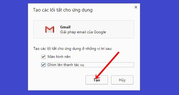 Tạo lối tắt cho ứng dụng Gmail